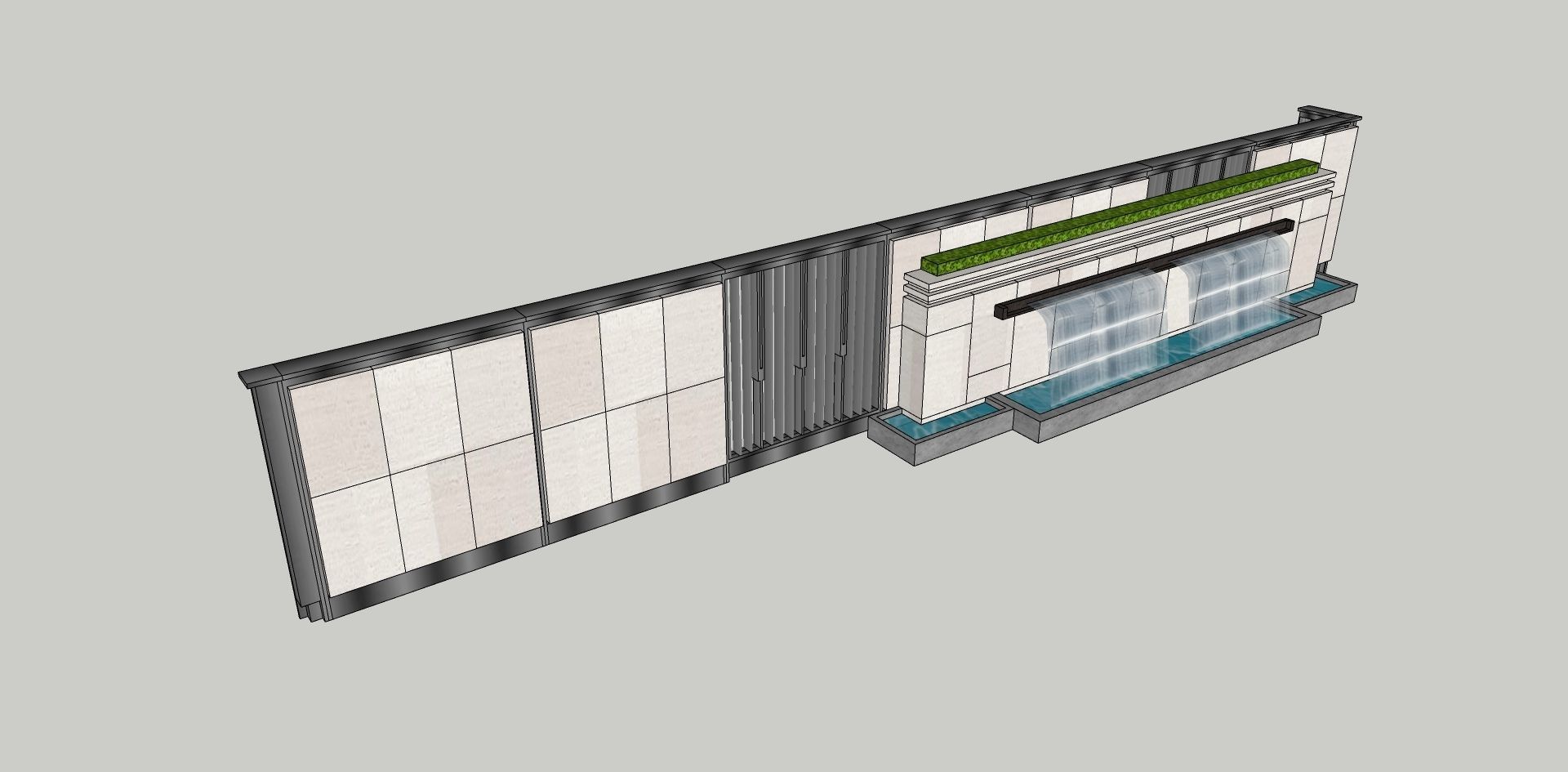 modern boundary wall SketchUp model 3D model_1