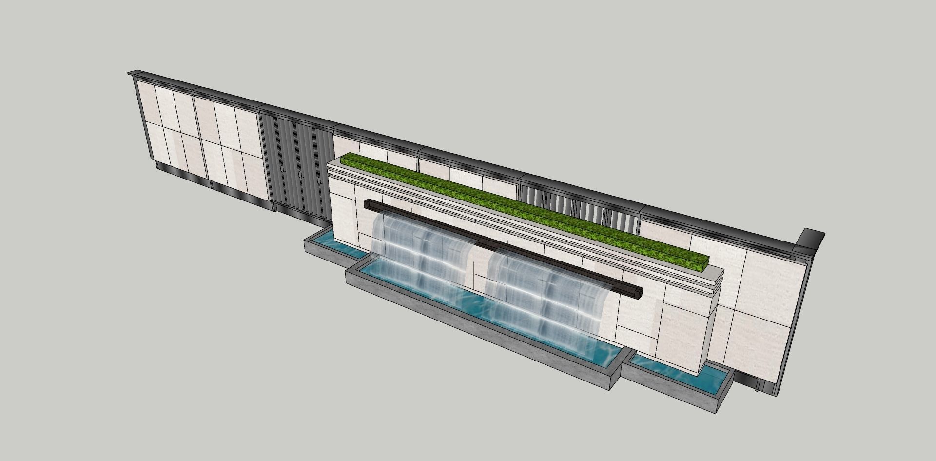 modern boundary wall SketchUp model 3D model_2