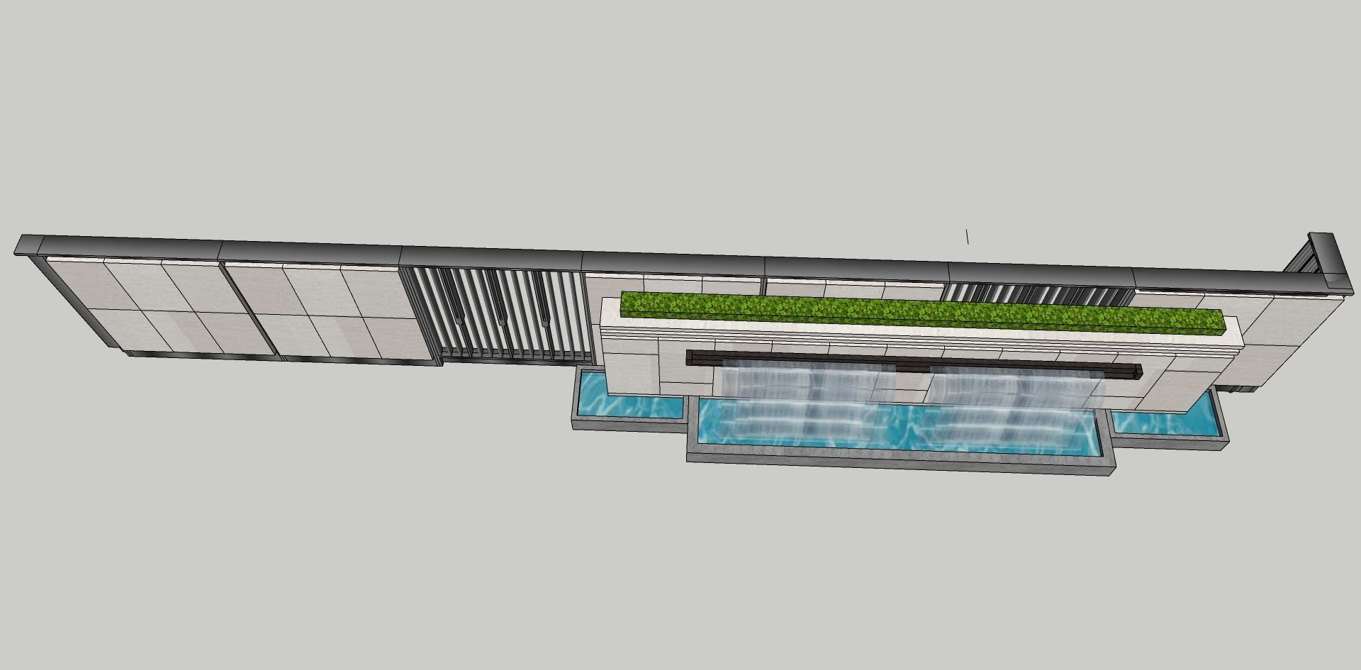 modern boundary wall SketchUp model 3D model_3