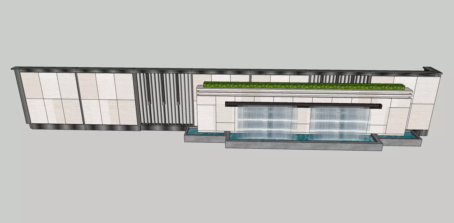 modern boundary wall SketchUp model 3D model_0