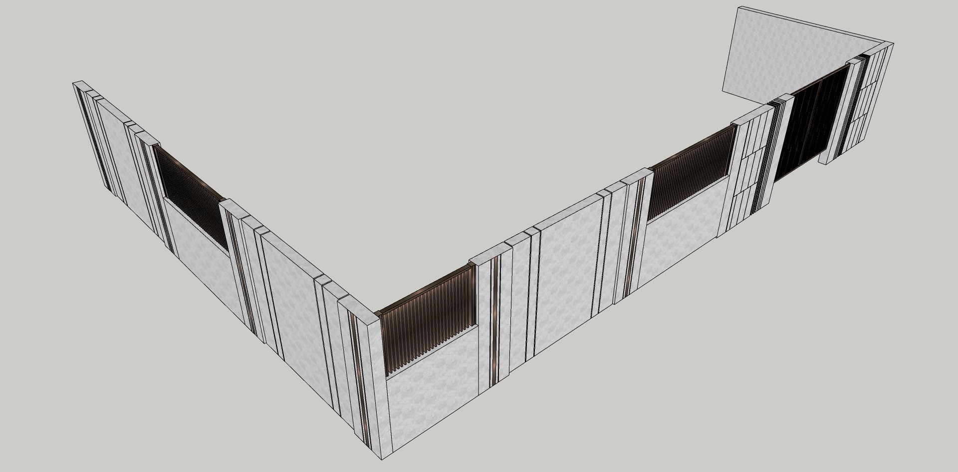 house boundary wall sketchup 3d model  3D model_1