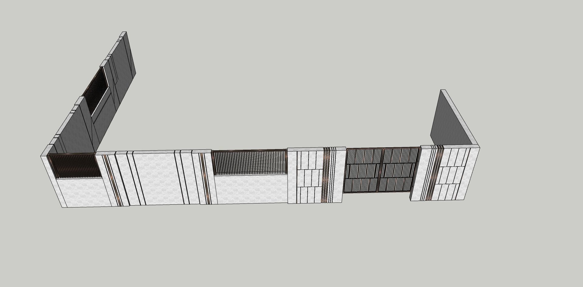 house boundary wall sketchup 3d model  3D model_2