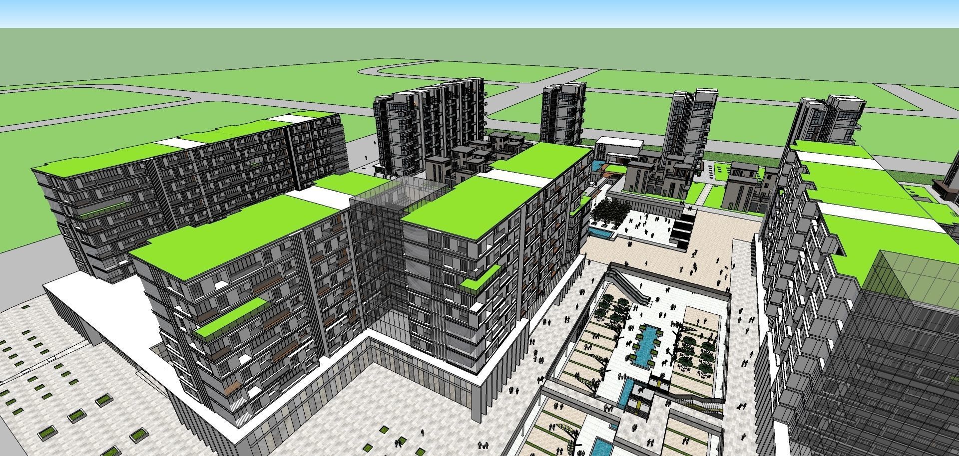 highrise building cluster sketchup model 3D model_4