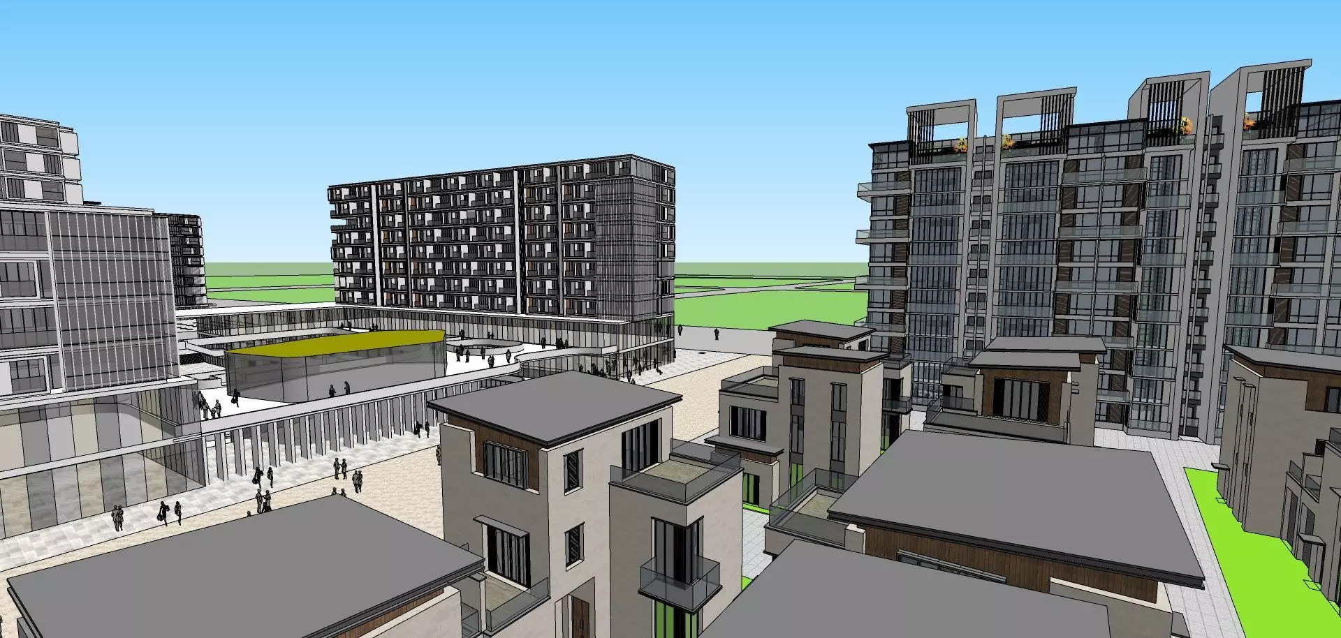 highrise building cluster sketchup model 3D model_0
