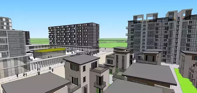highrise building cluster sketchup model 3D model