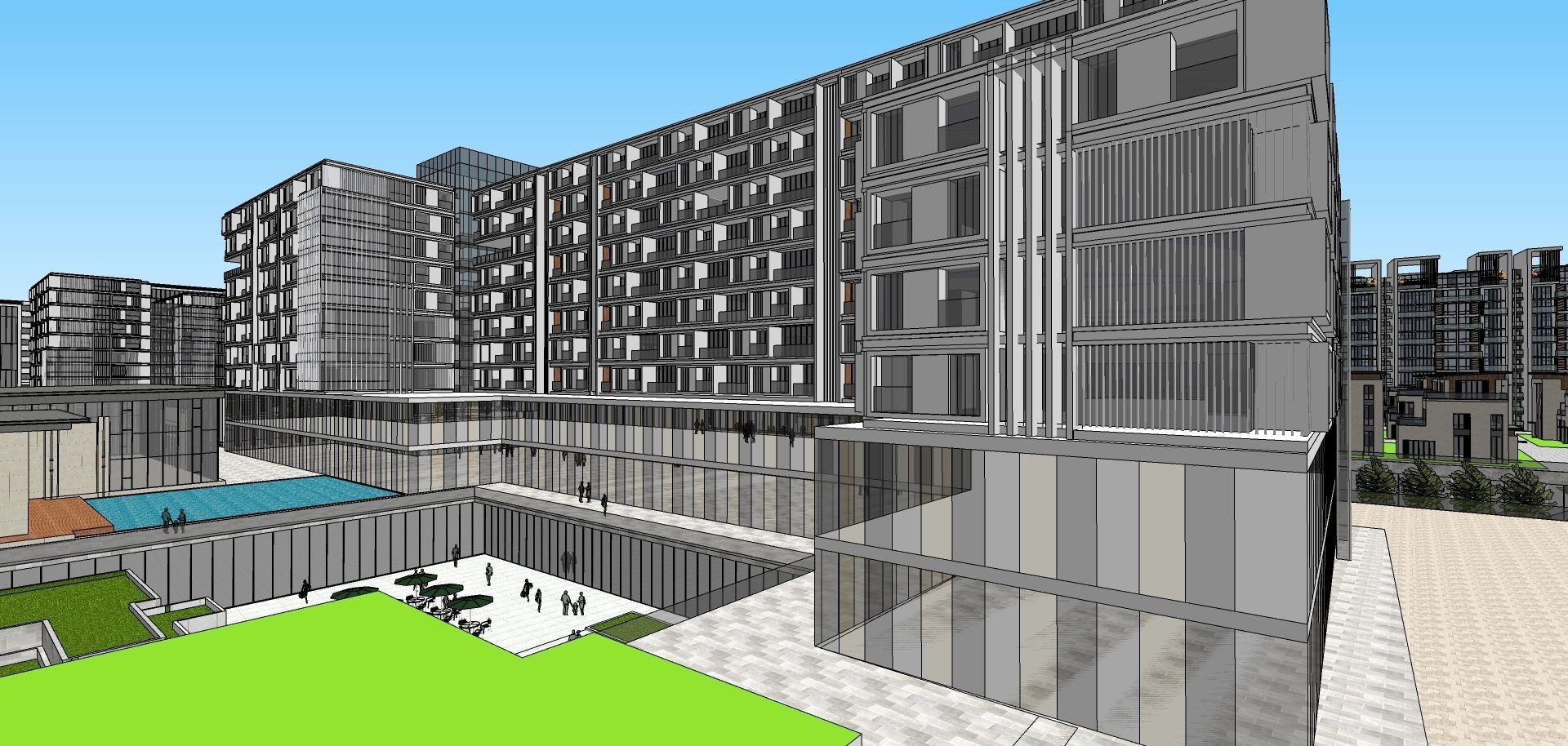 highrise building cluster sketchup model 3D model_3