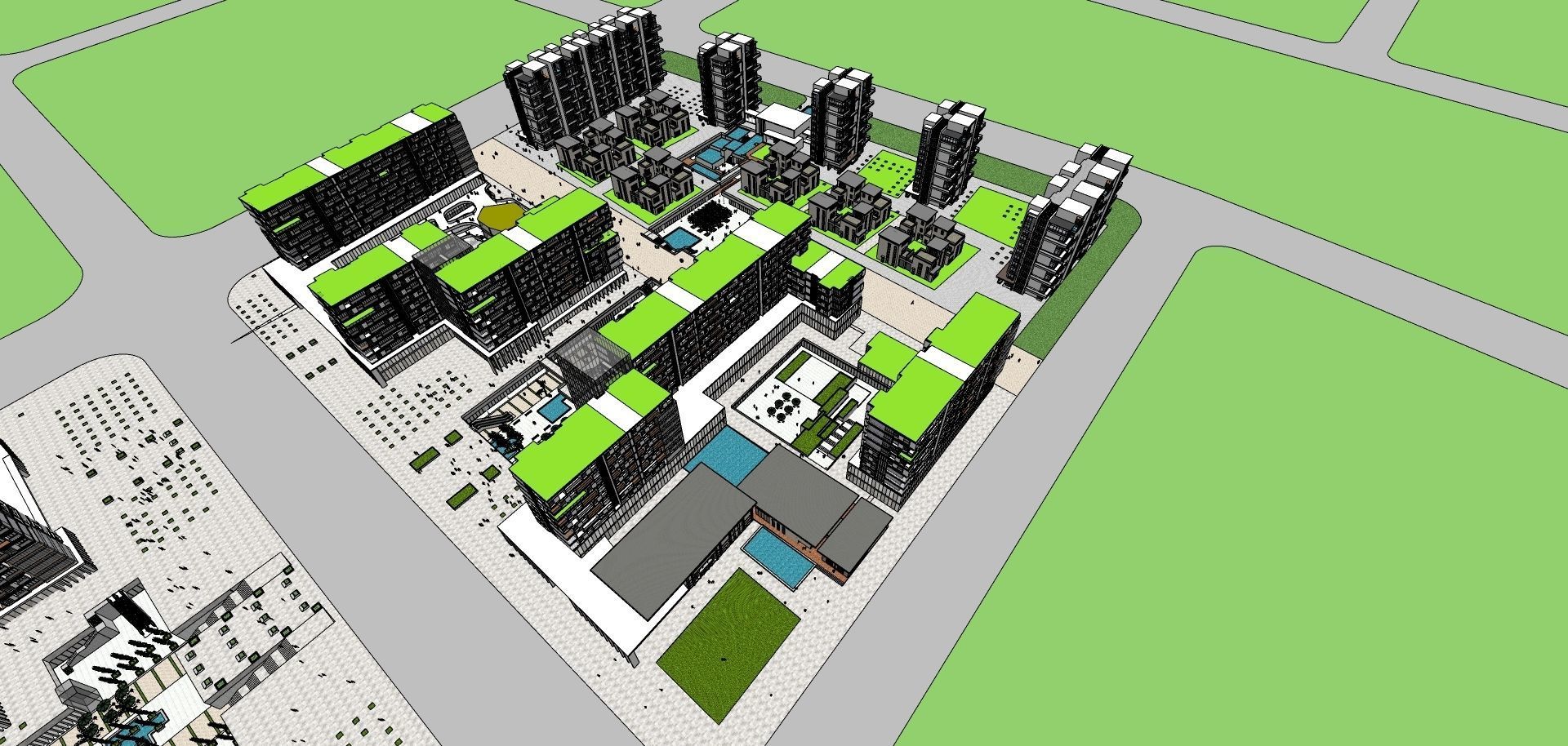 highrise building cluster sketchup model 3D model_2