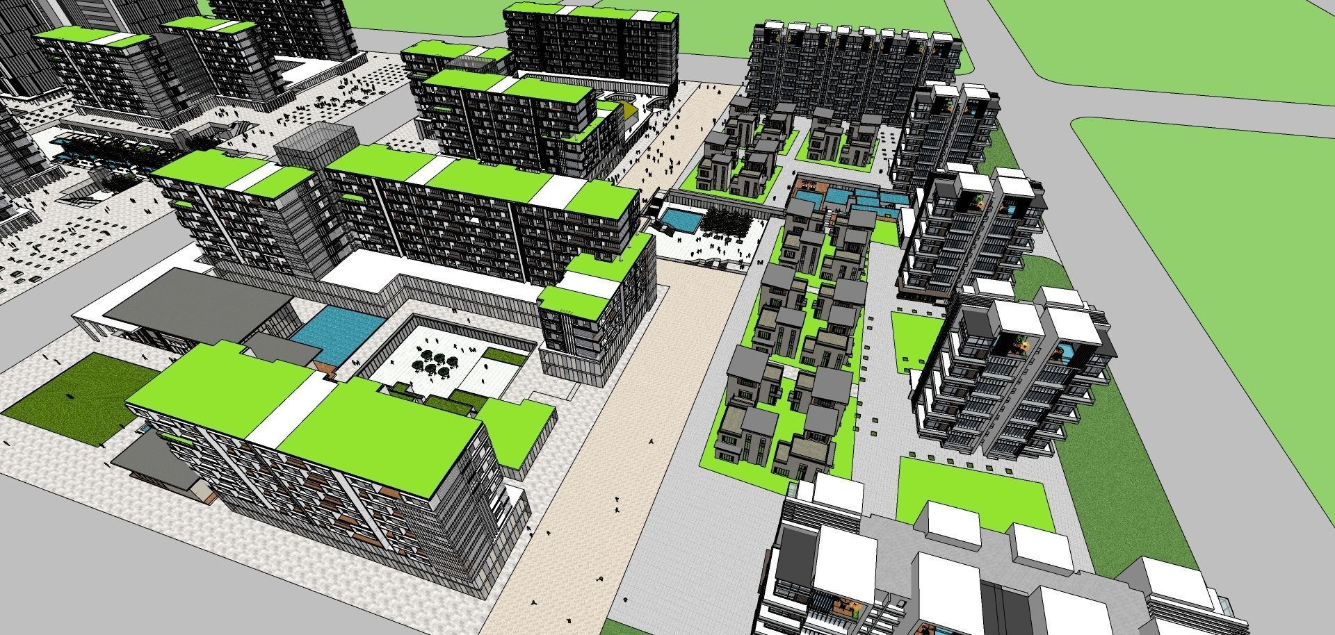 highrise building cluster sketchup model 3D model_1