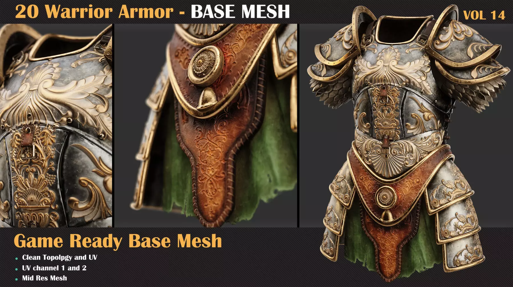 20 Warrior Armor BASE MESH - VOL 14  3D model_0