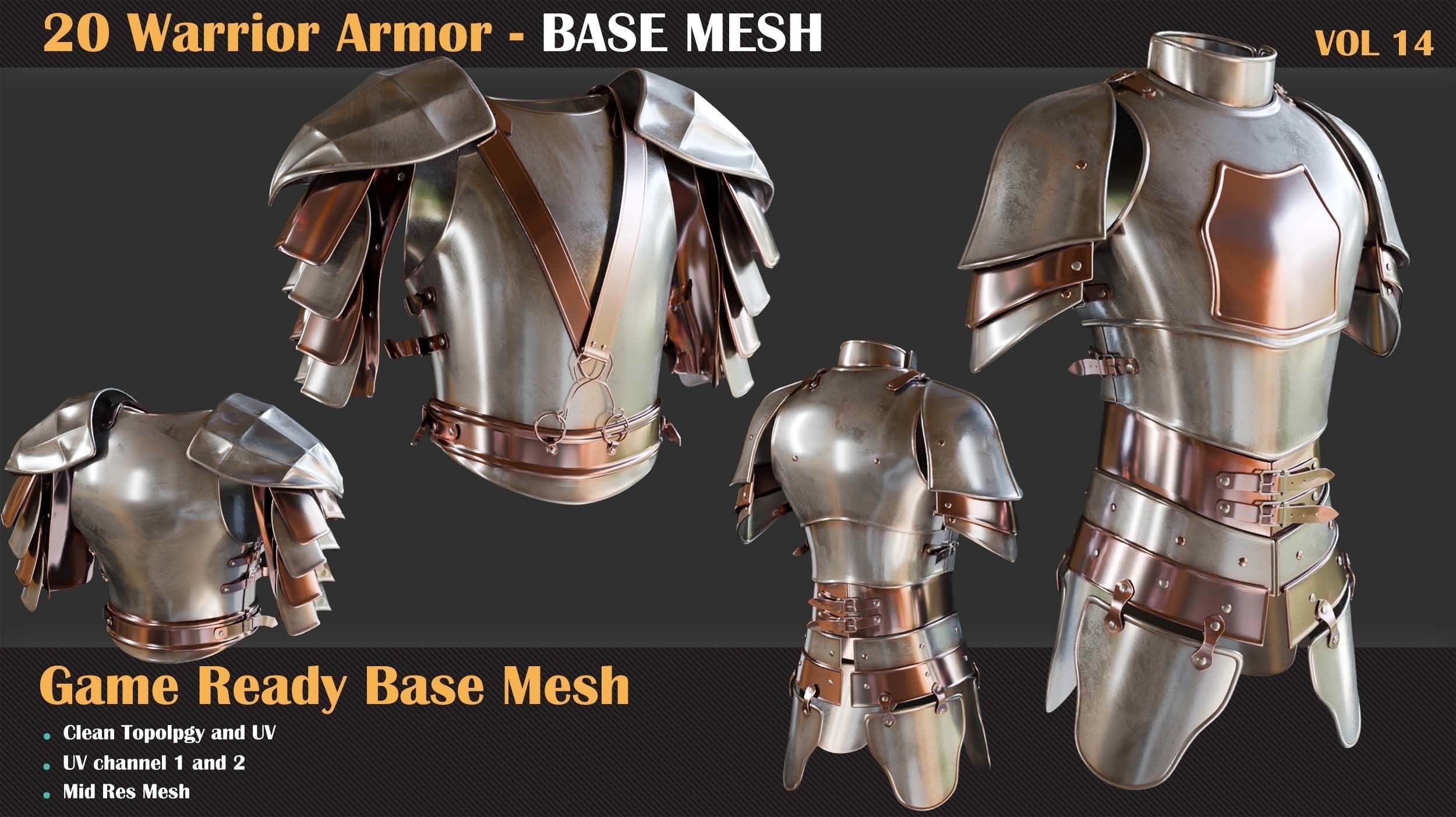 20 Warrior Armor BASE MESH - VOL 14  3D model_8