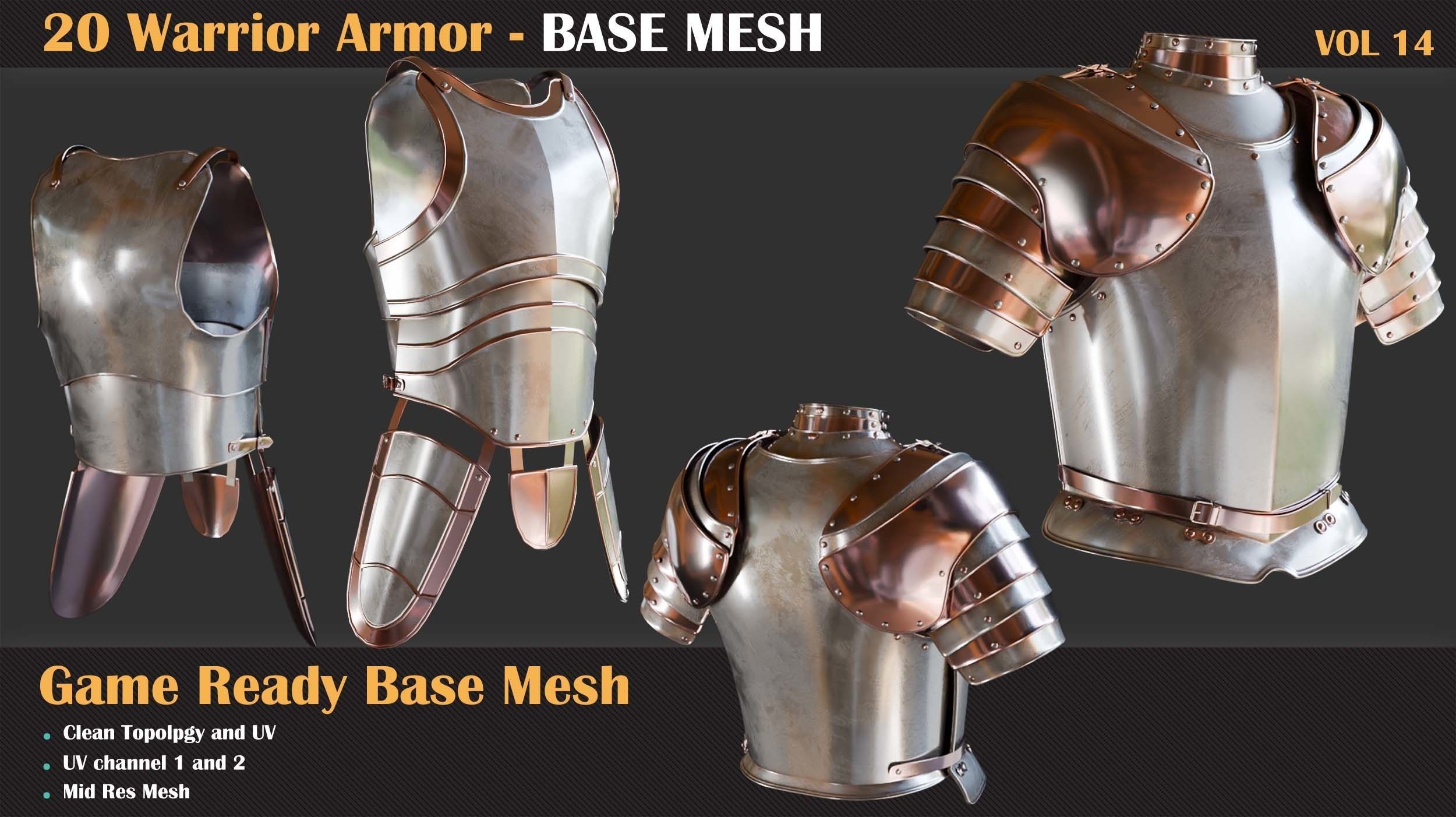 20 Warrior Armor BASE MESH - VOL 14  3D model_4