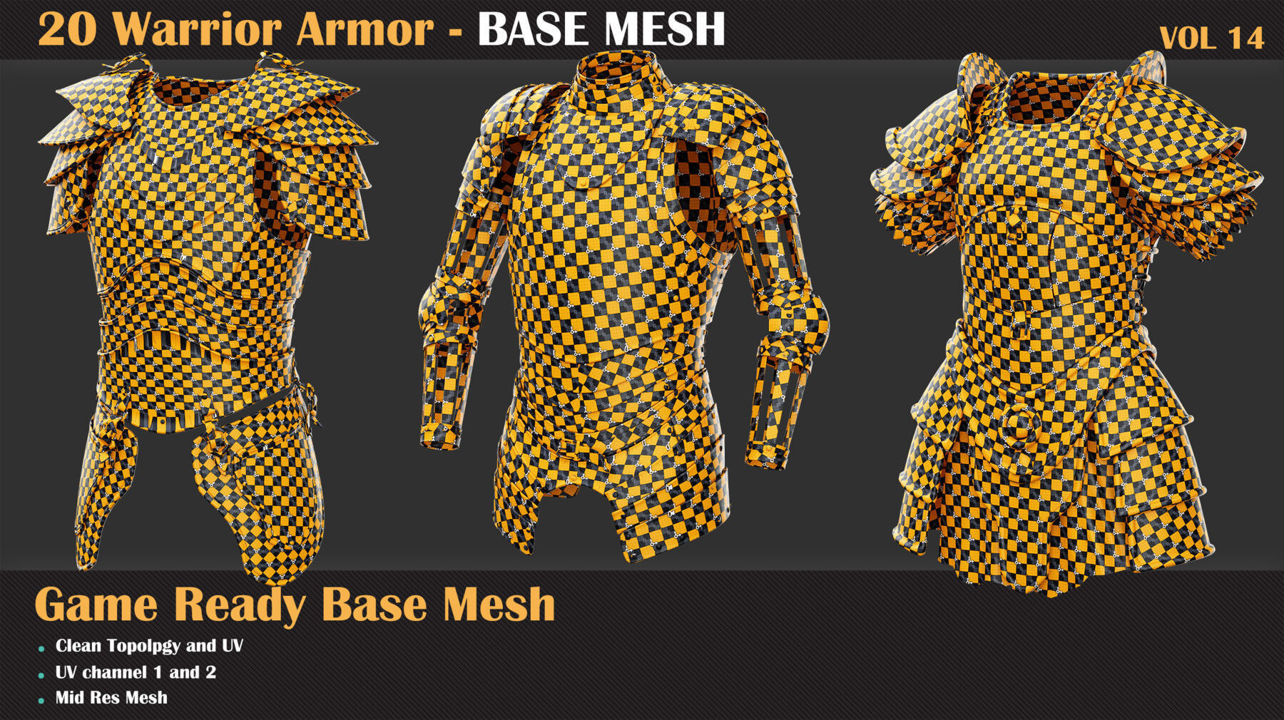 20 Warrior Armor BASE MESH - VOL 14  3D model_2