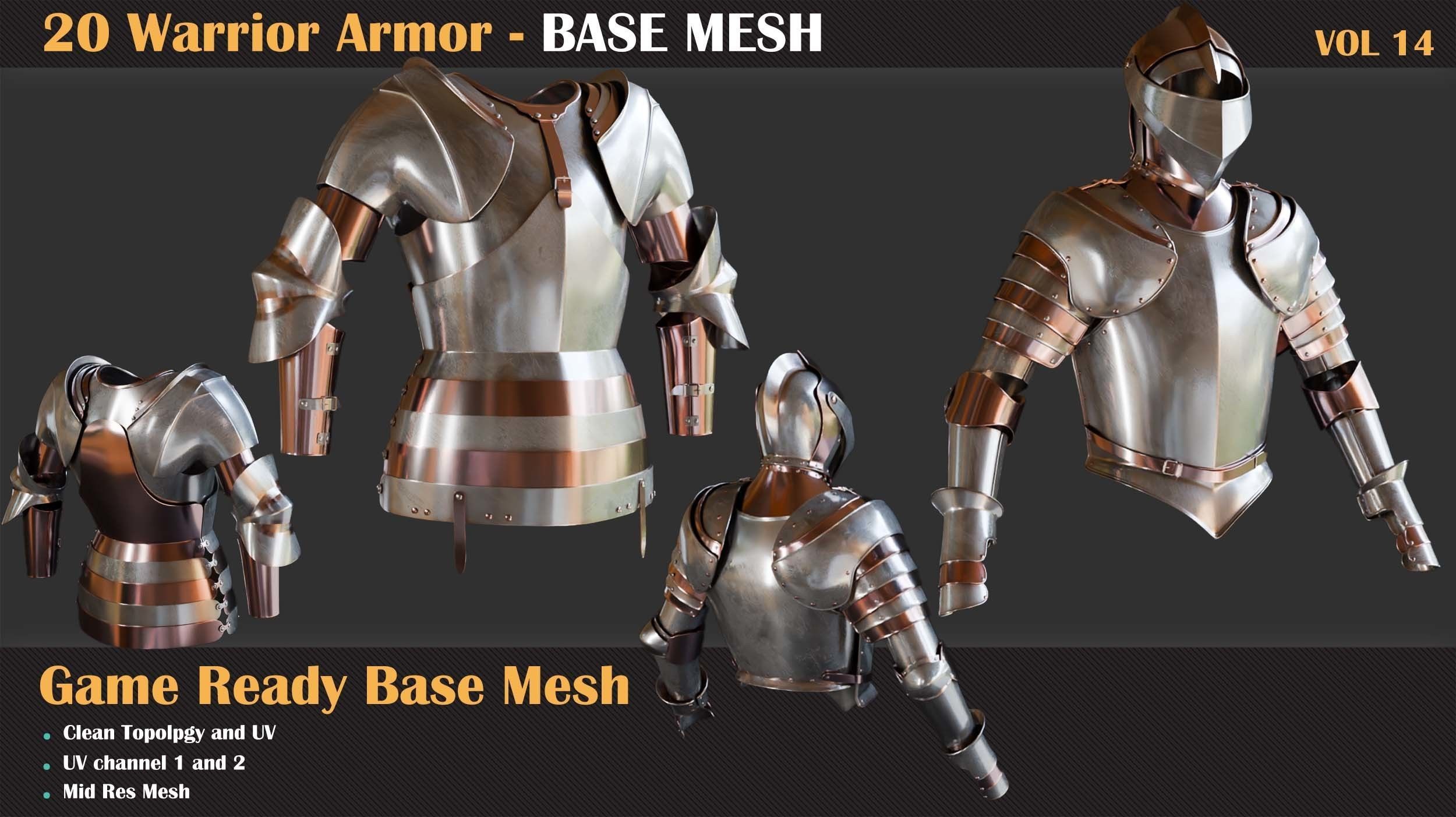 20 Warrior Armor BASE MESH - VOL 14  3D model_5