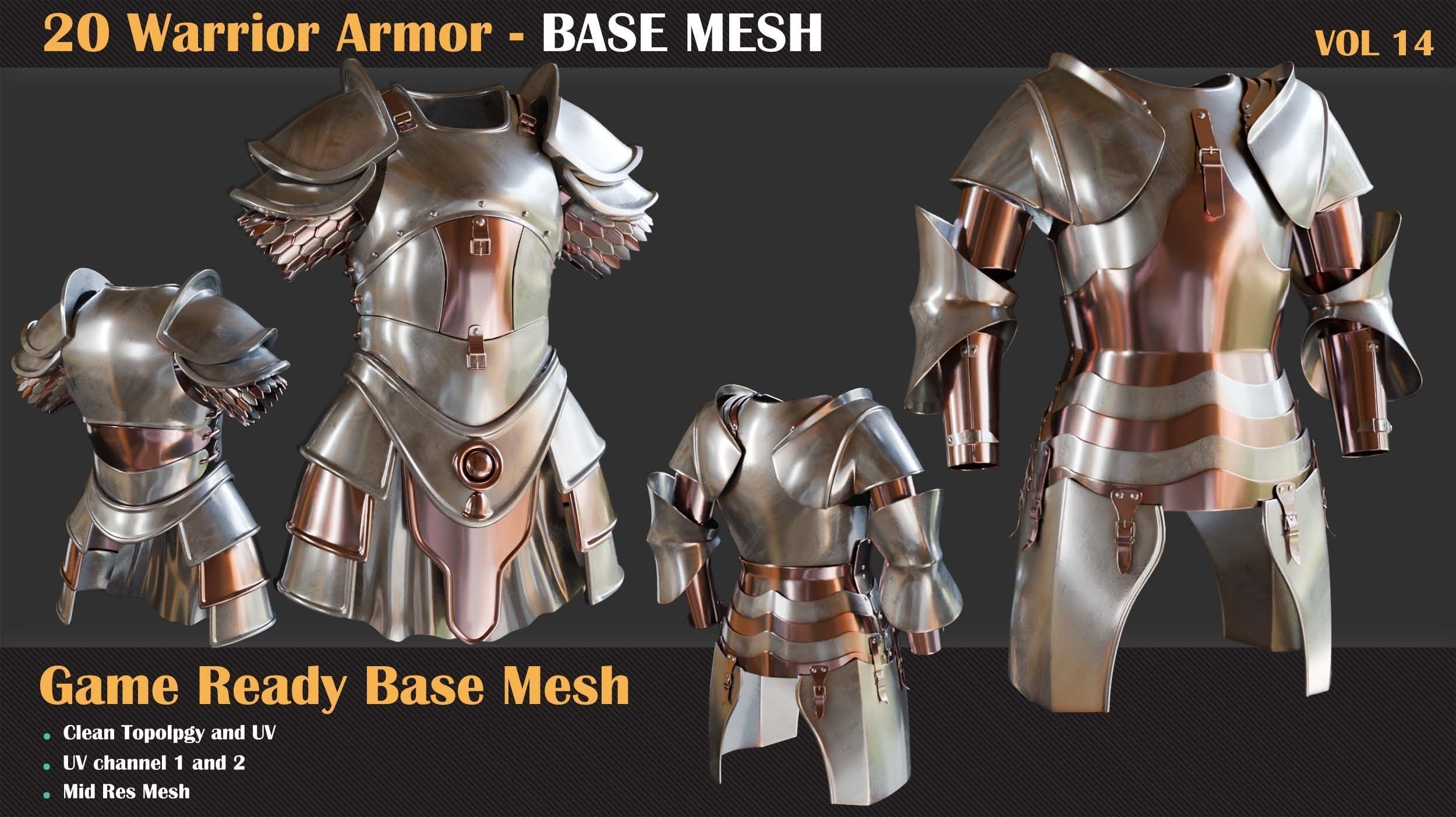 20 Warrior Armor BASE MESH - VOL 14  3D model_6