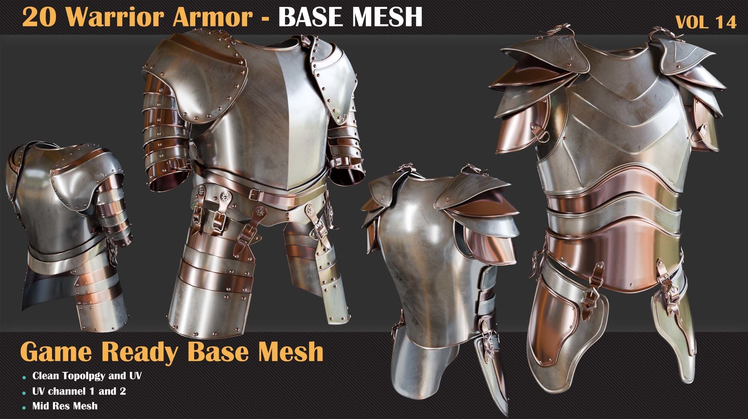 20 Warrior Armor BASE MESH - VOL 14  3D model_7