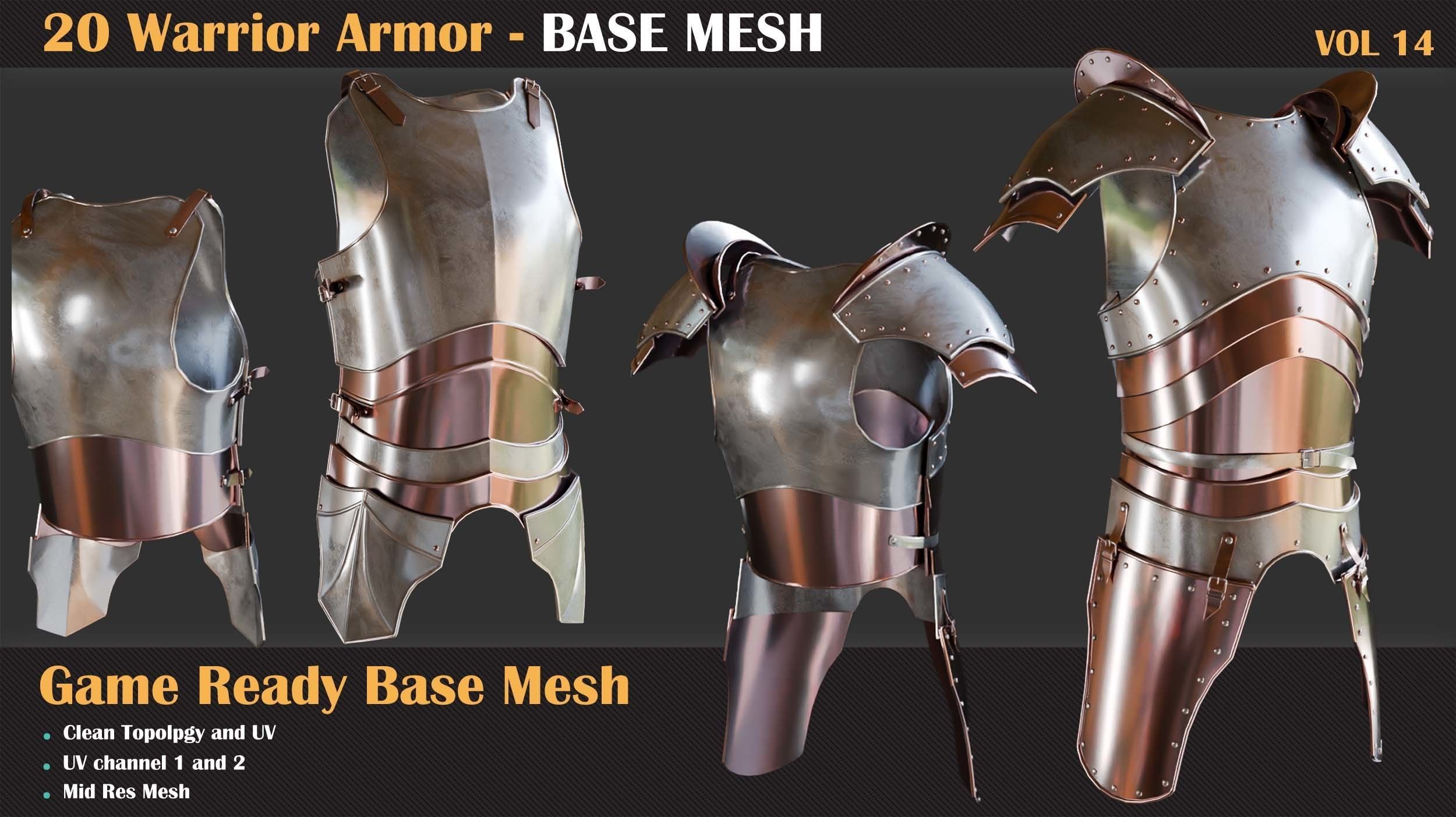 20 Warrior Armor BASE MESH - VOL 14  3D model_3
