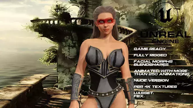 female Warrrior full rigged - game ready - animated Low-poly 3D model female Warrrior full rigged - game ready - animated Low-poly 3D model