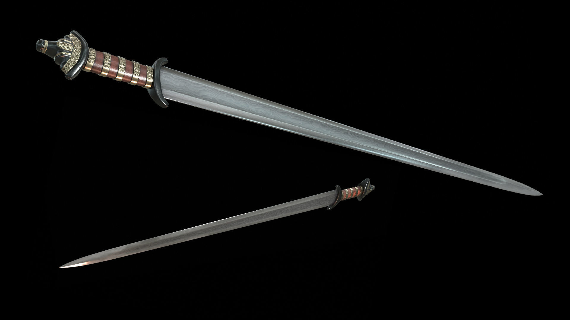 Gilling Sword Low-poly 3D model_1