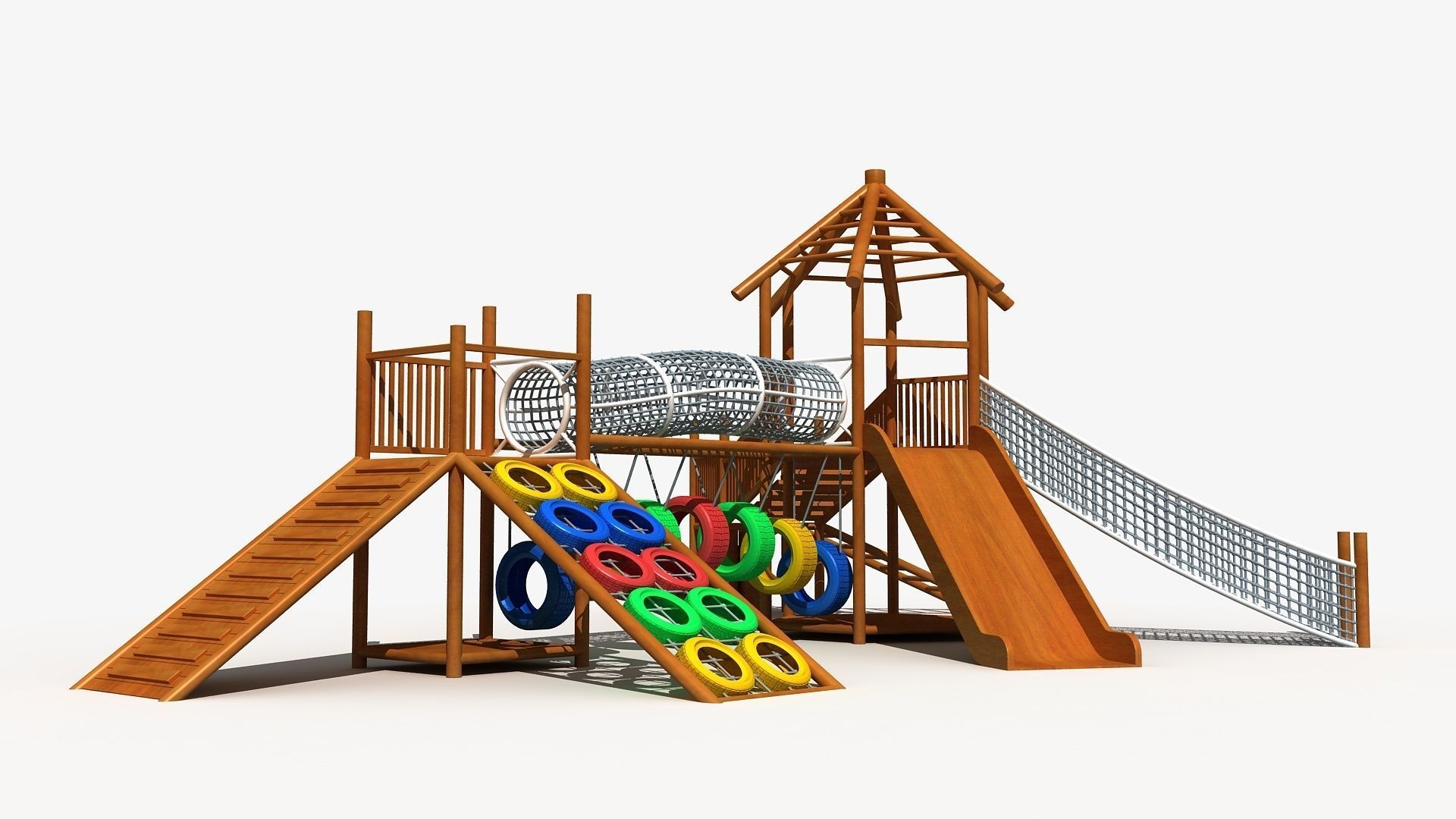 Wooden Cabin Playground 3D model_2