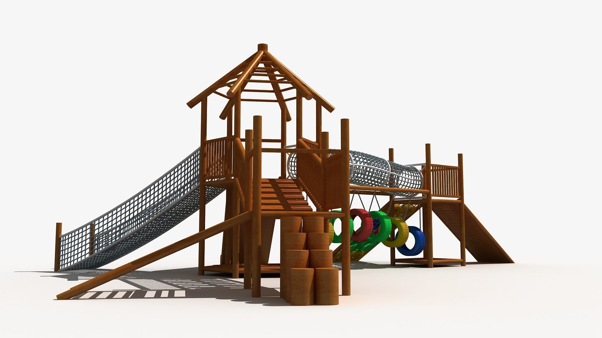 Wooden Cabin Playground 3D model_5