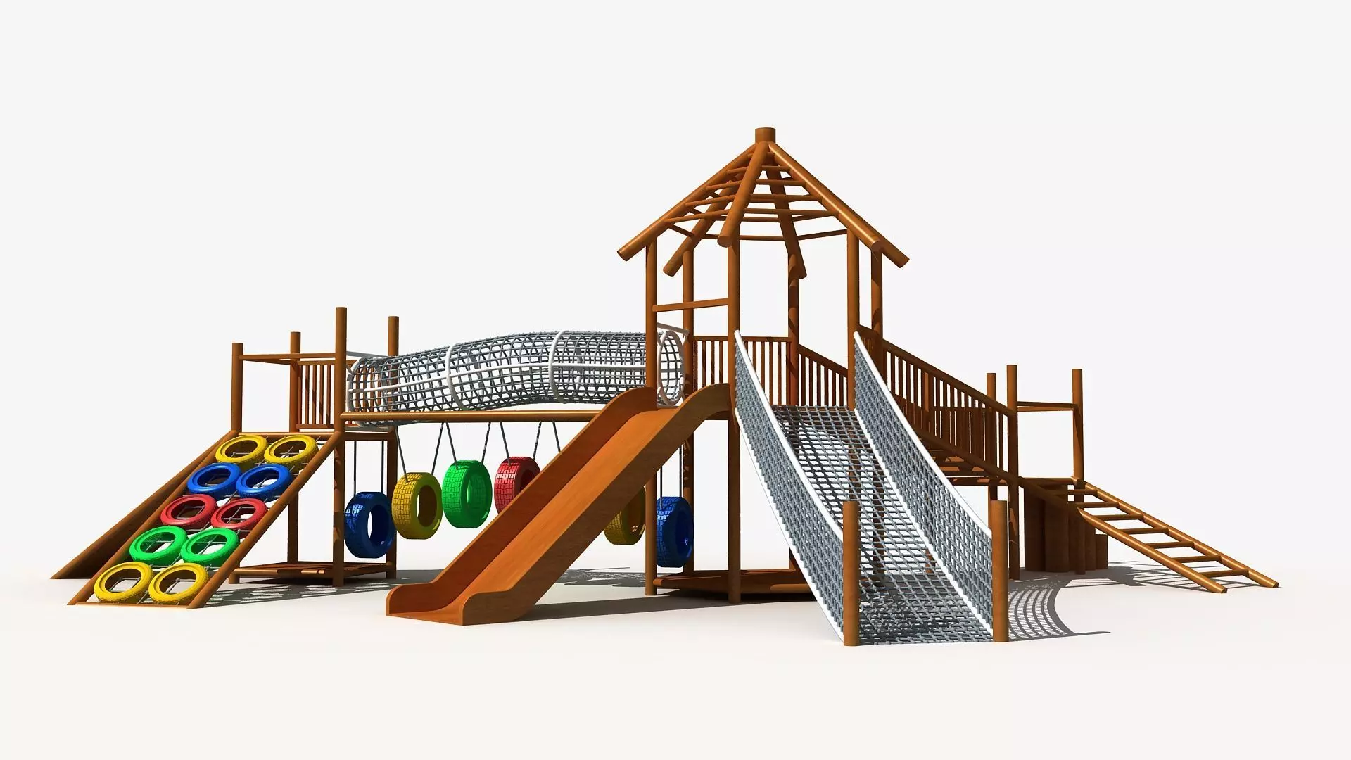 Wooden Cabin Playground 3D model_0