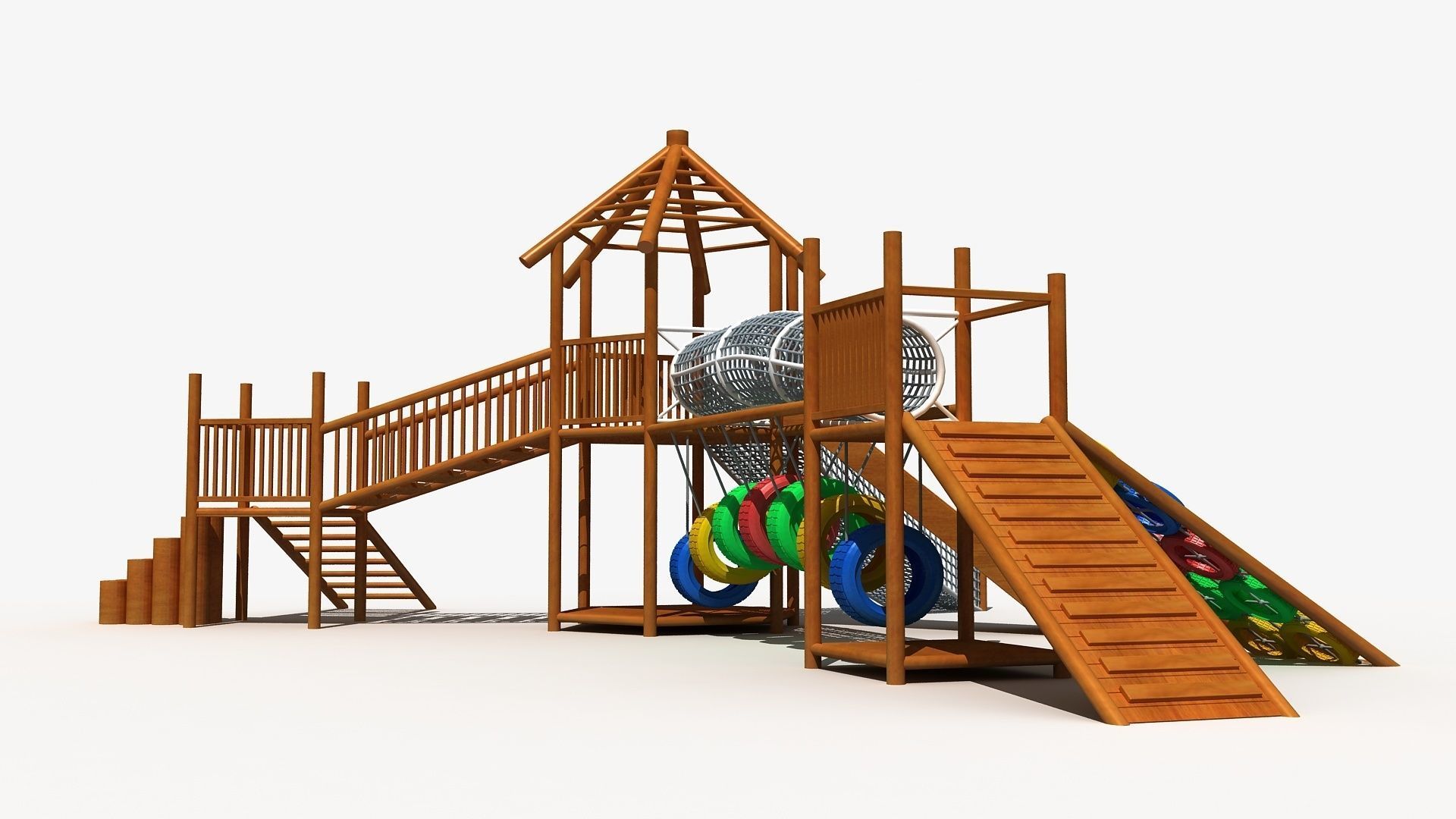 Wooden Cabin Playground 3D model_3