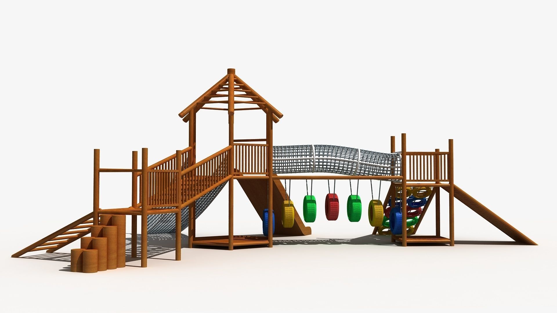 Wooden Cabin Playground 3D model_4