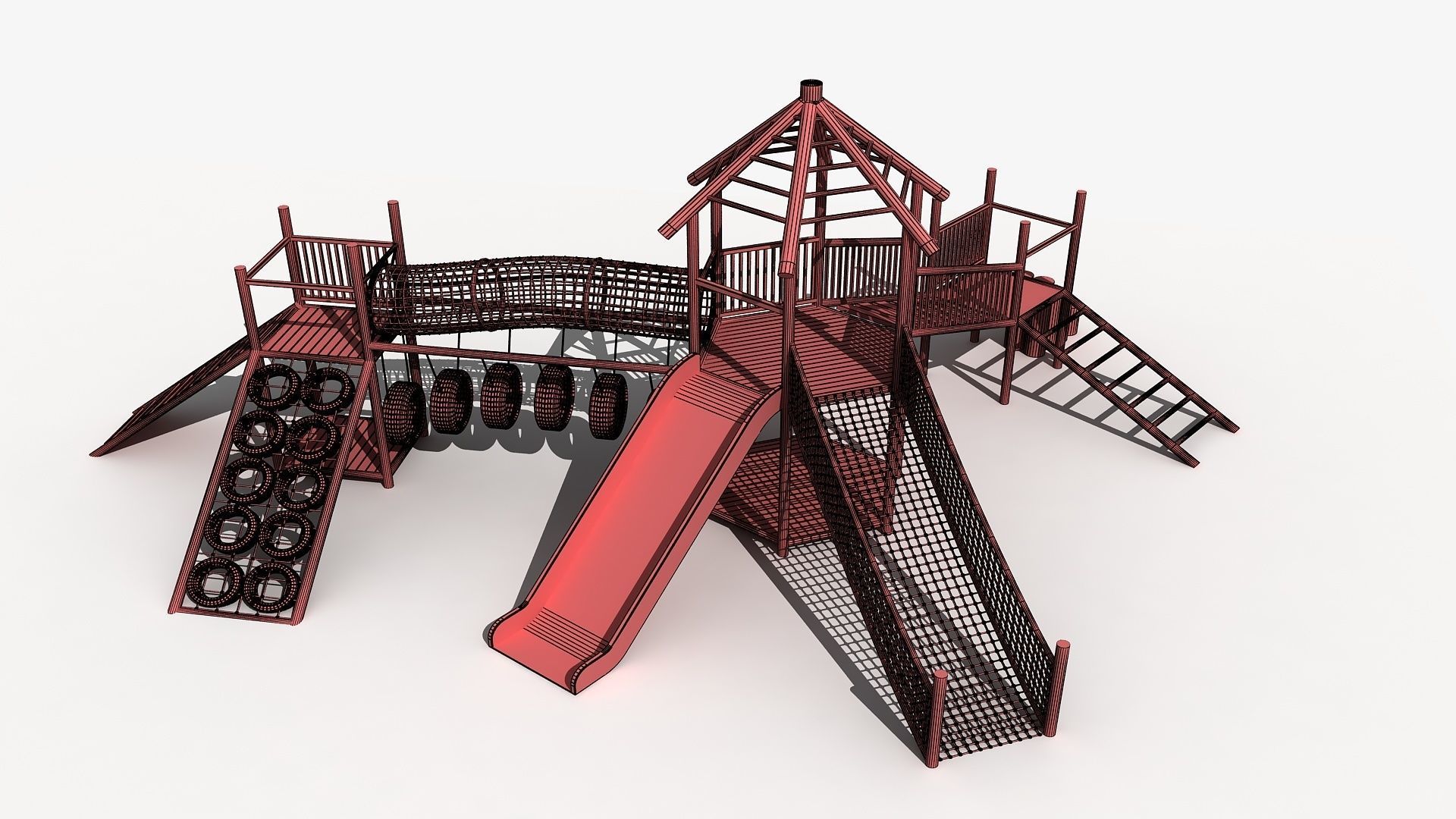 Wooden Cabin Playground 3D model_8