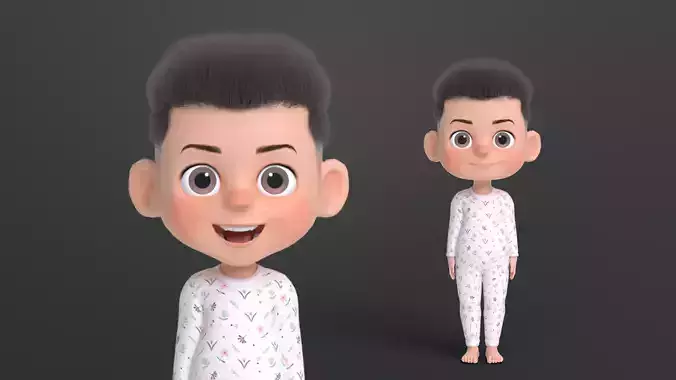 Cartoon Boy Character Low-poly 3D model