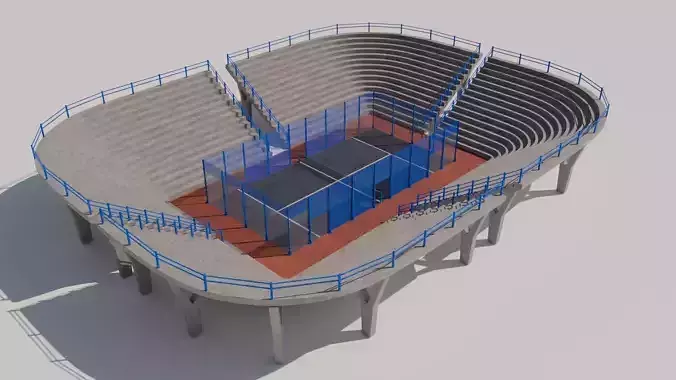 Padel court with concrete stands