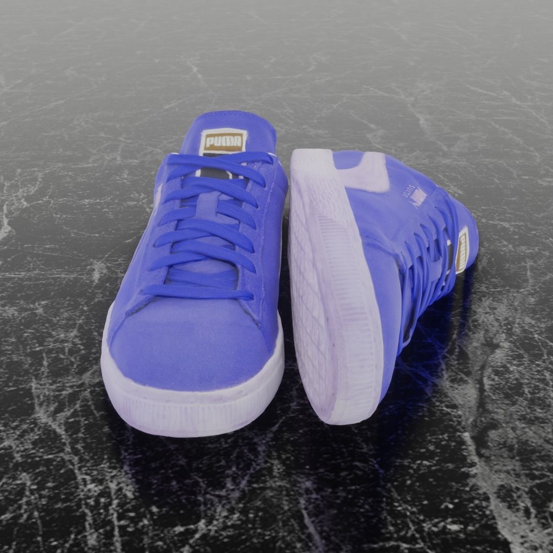 PUMA 3D SHOES - BLUE - SUEDE Low-poly 3D model_2