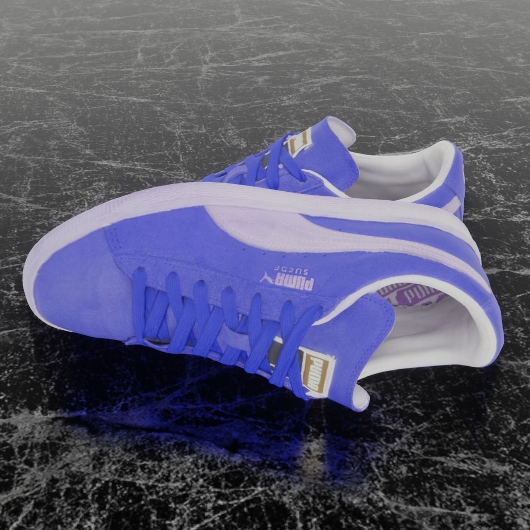 PUMA 3D SHOES - BLUE - SUEDE Low-poly 3D model_7