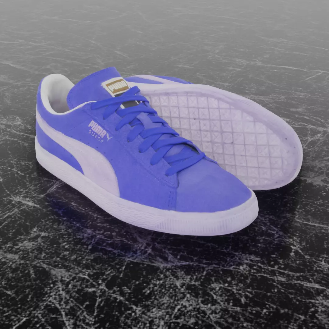 PUMA 3D SHOES - BLUE - SUEDE Low-poly 3D model_0