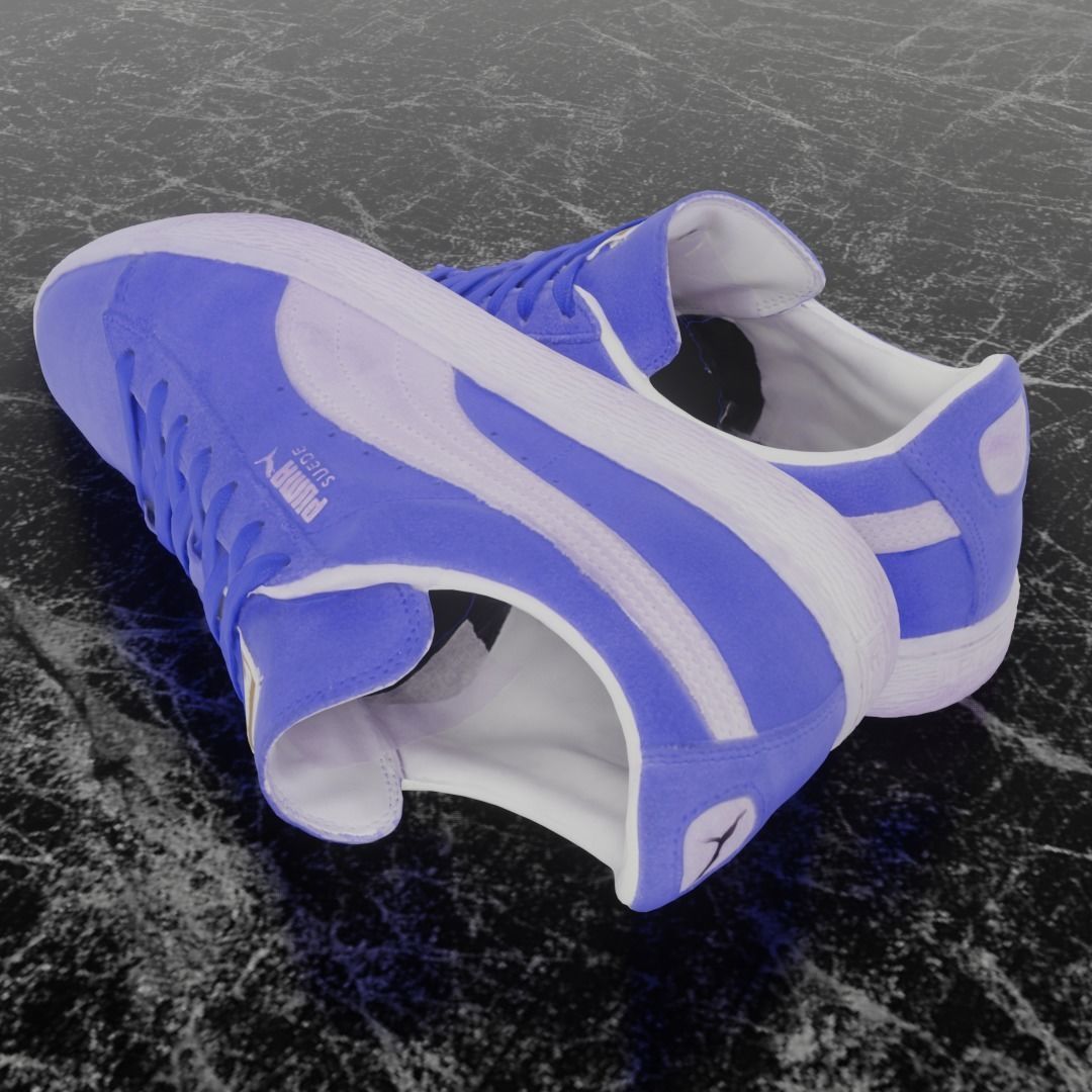 PUMA 3D SHOES - BLUE - SUEDE Low-poly 3D model_6