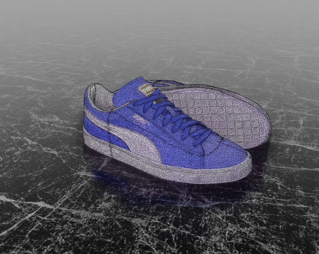 PUMA 3D SHOES - BLUE - SUEDE Low-poly 3D model_13