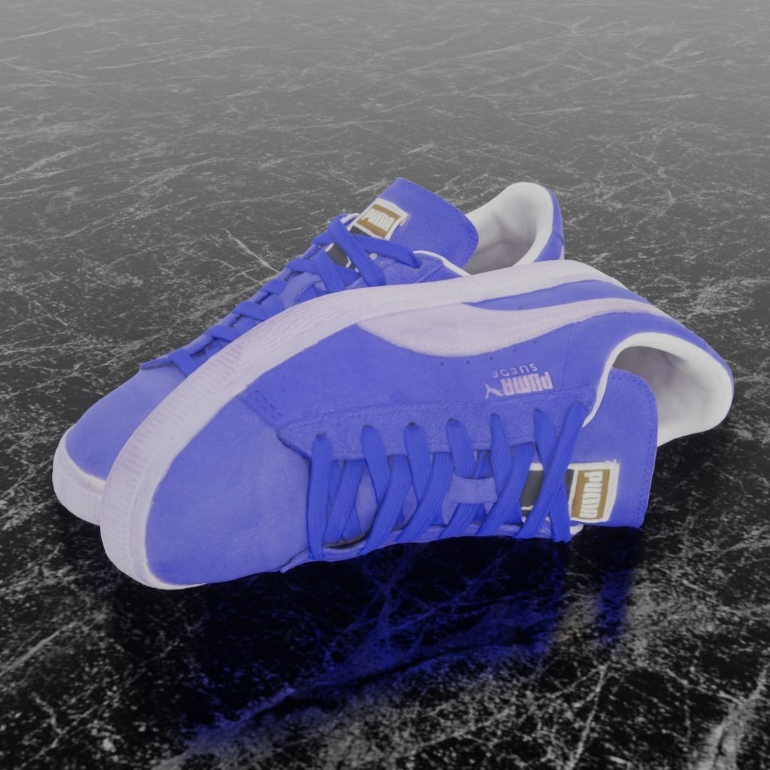 PUMA 3D SHOES - BLUE - SUEDE Low-poly 3D model_1