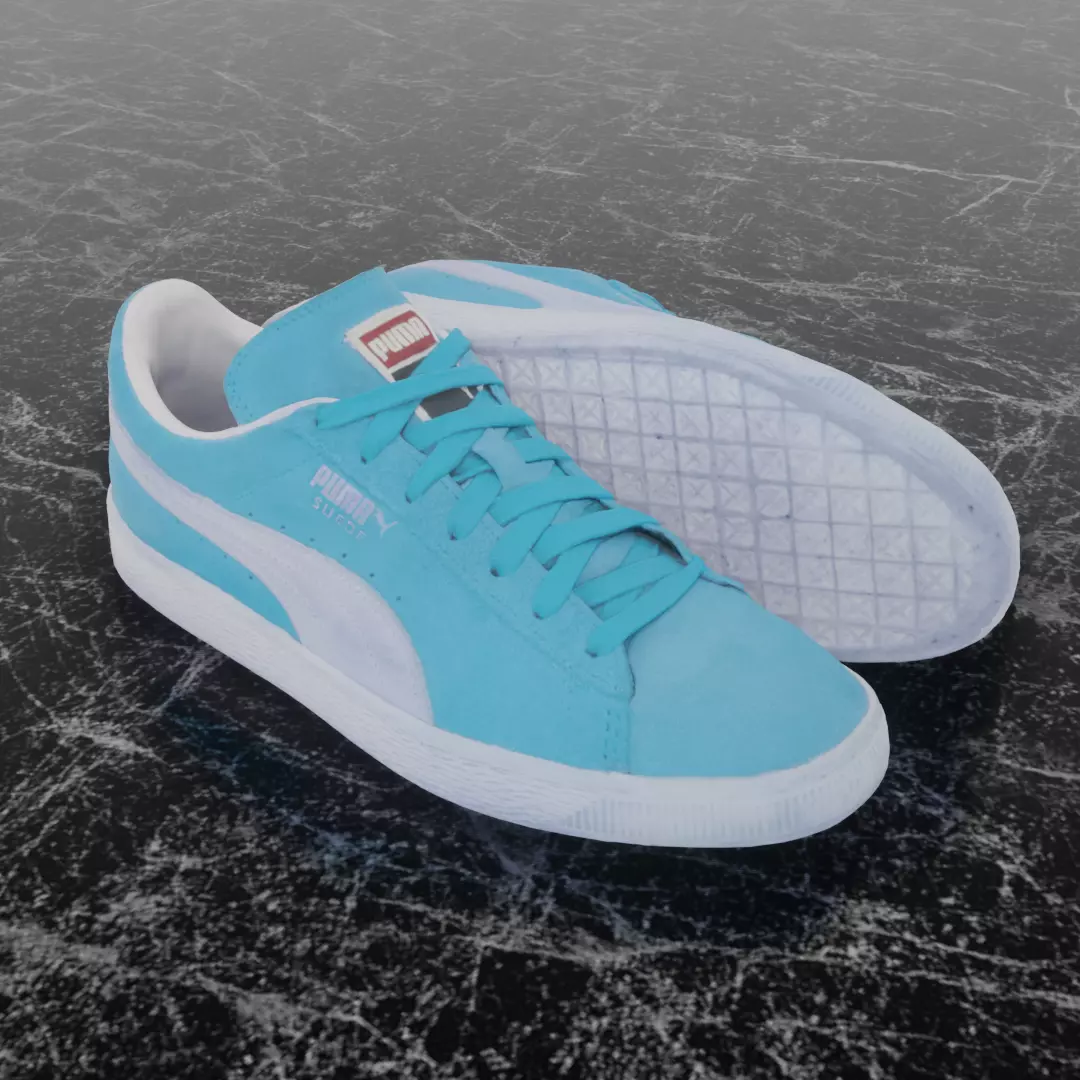 PUMA 3D SHOES - TURQUOISE - SUEDE Low-poly 3D model_0