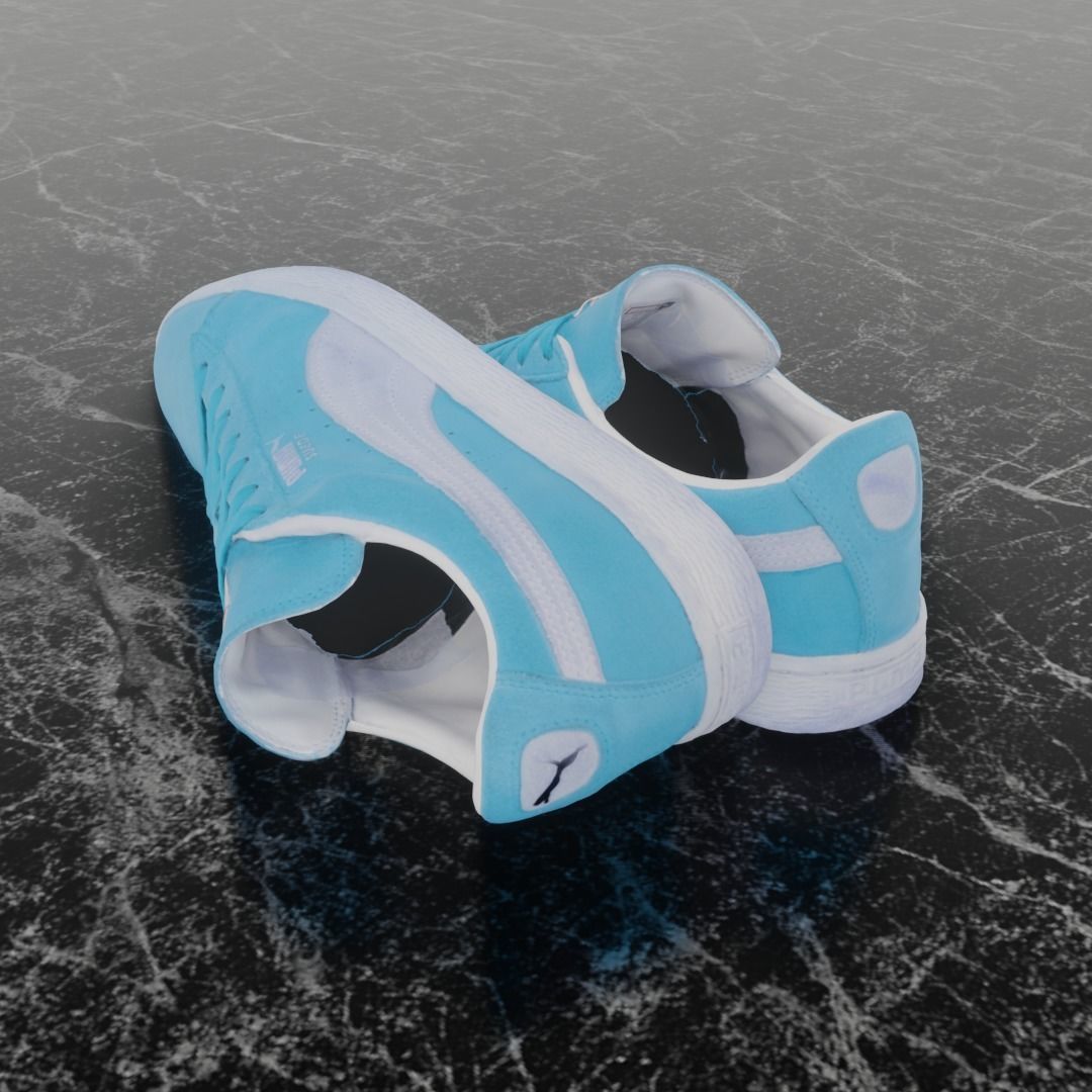 PUMA 3D SHOES - TURQUOISE - SUEDE Low-poly 3D model_6