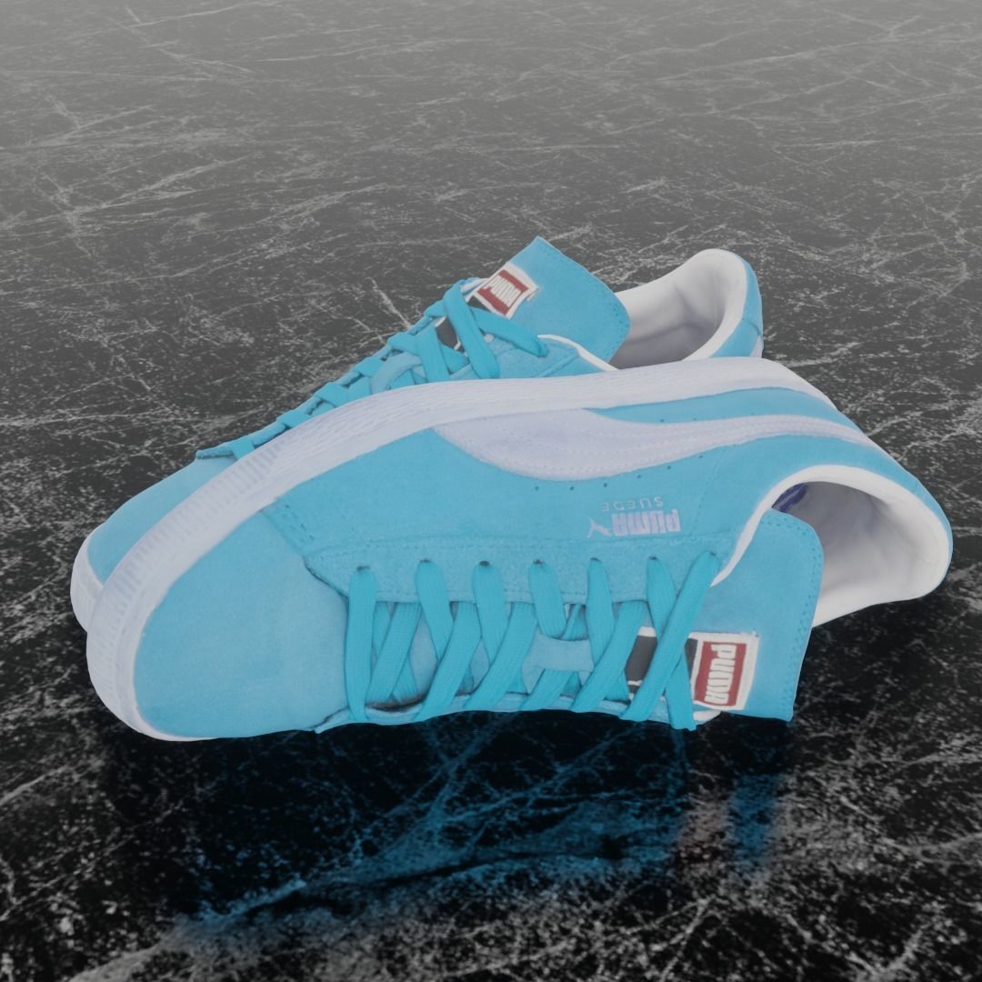 PUMA 3D SHOES - TURQUOISE - SUEDE Low-poly 3D model_1