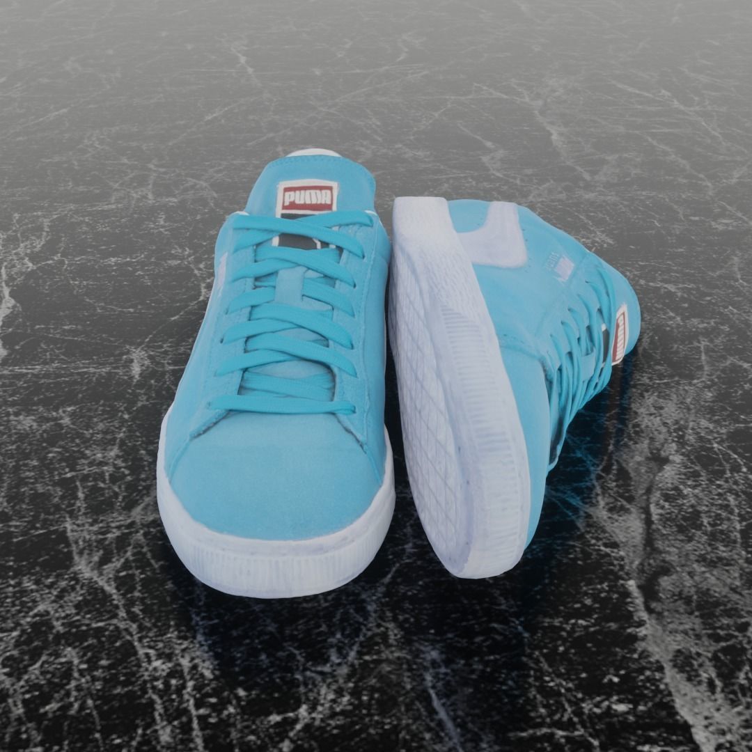 PUMA 3D SHOES - TURQUOISE - SUEDE Low-poly 3D model_3