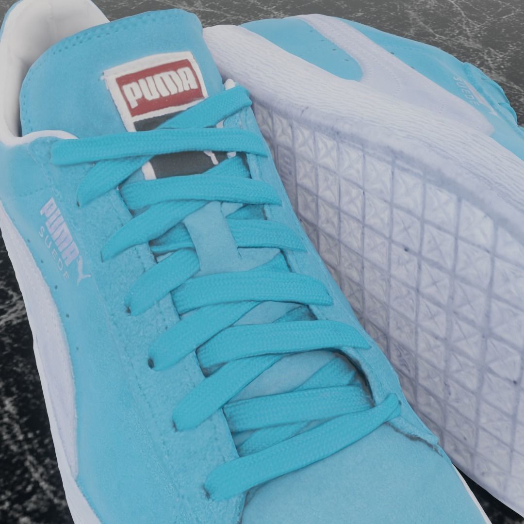 PUMA 3D SHOES - TURQUOISE - SUEDE Low-poly 3D model_9