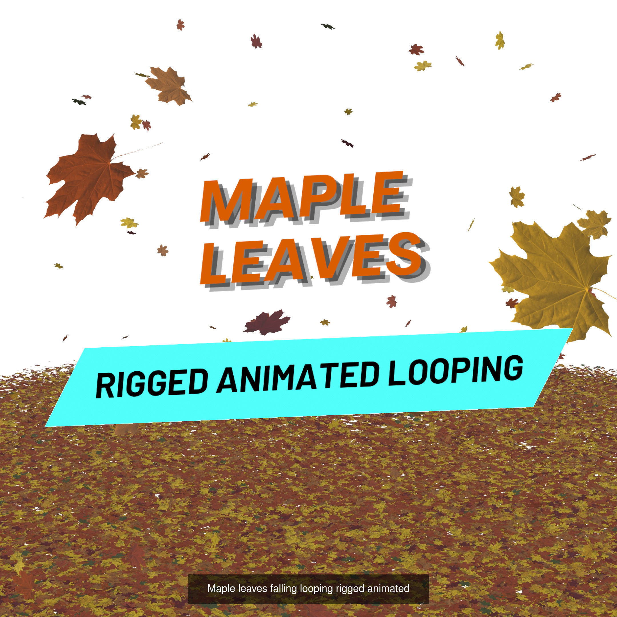 Falling Leaves looping low poly animations 3D Model Collection_6