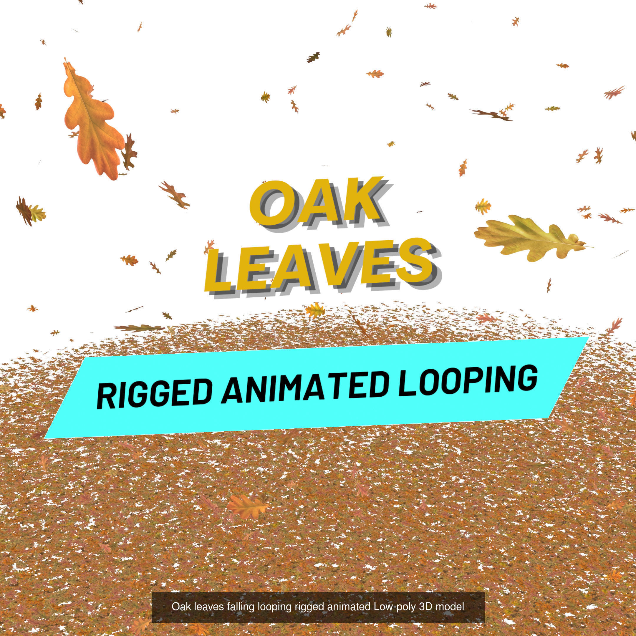 Falling Leaves looping low poly animations 3D Model Collection_7