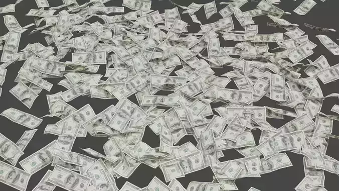 100 Dollar Currency Pack  Low-poly 3D model