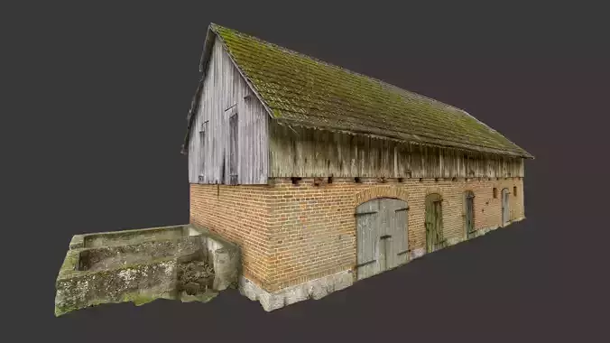 Old wooden and brick barn