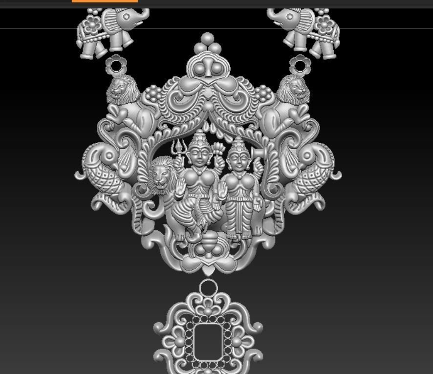 shiv parvati pendant HAAR NICKLES  3D print model_3