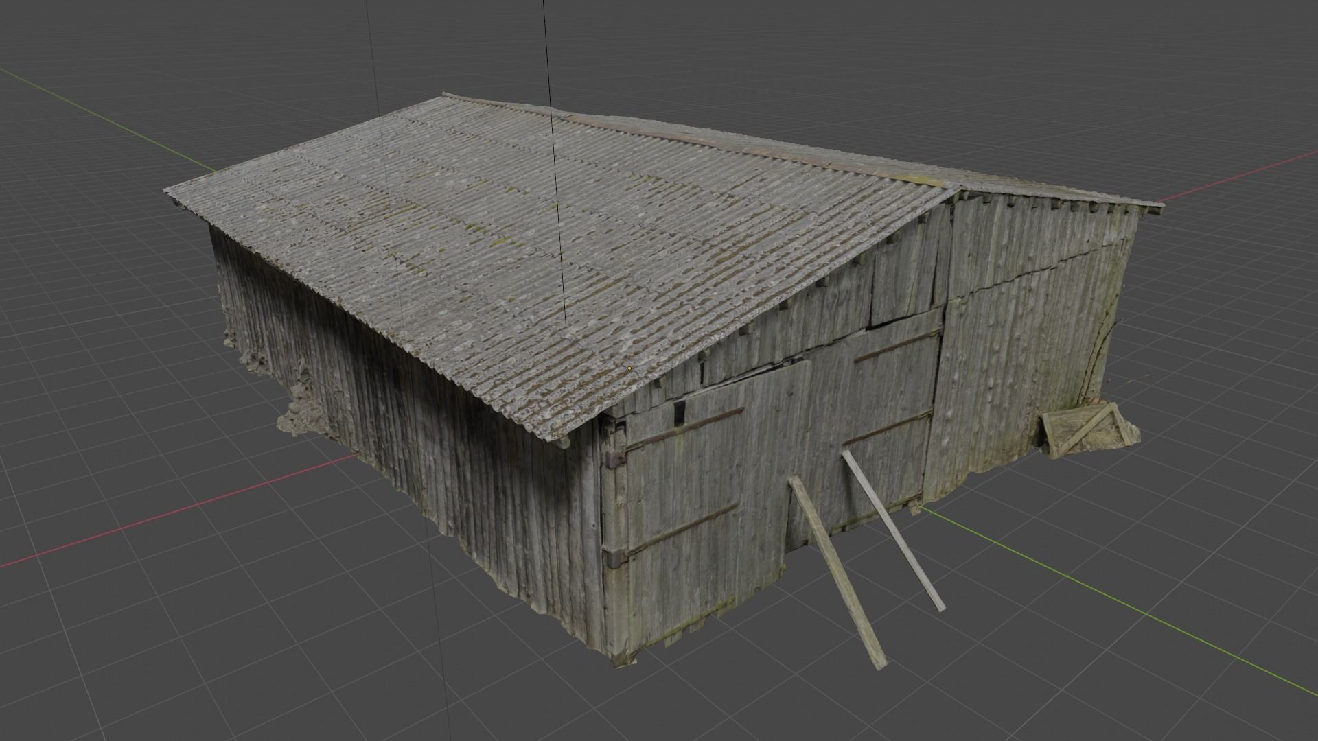 Old wooden barn with a big gates 3D model_4