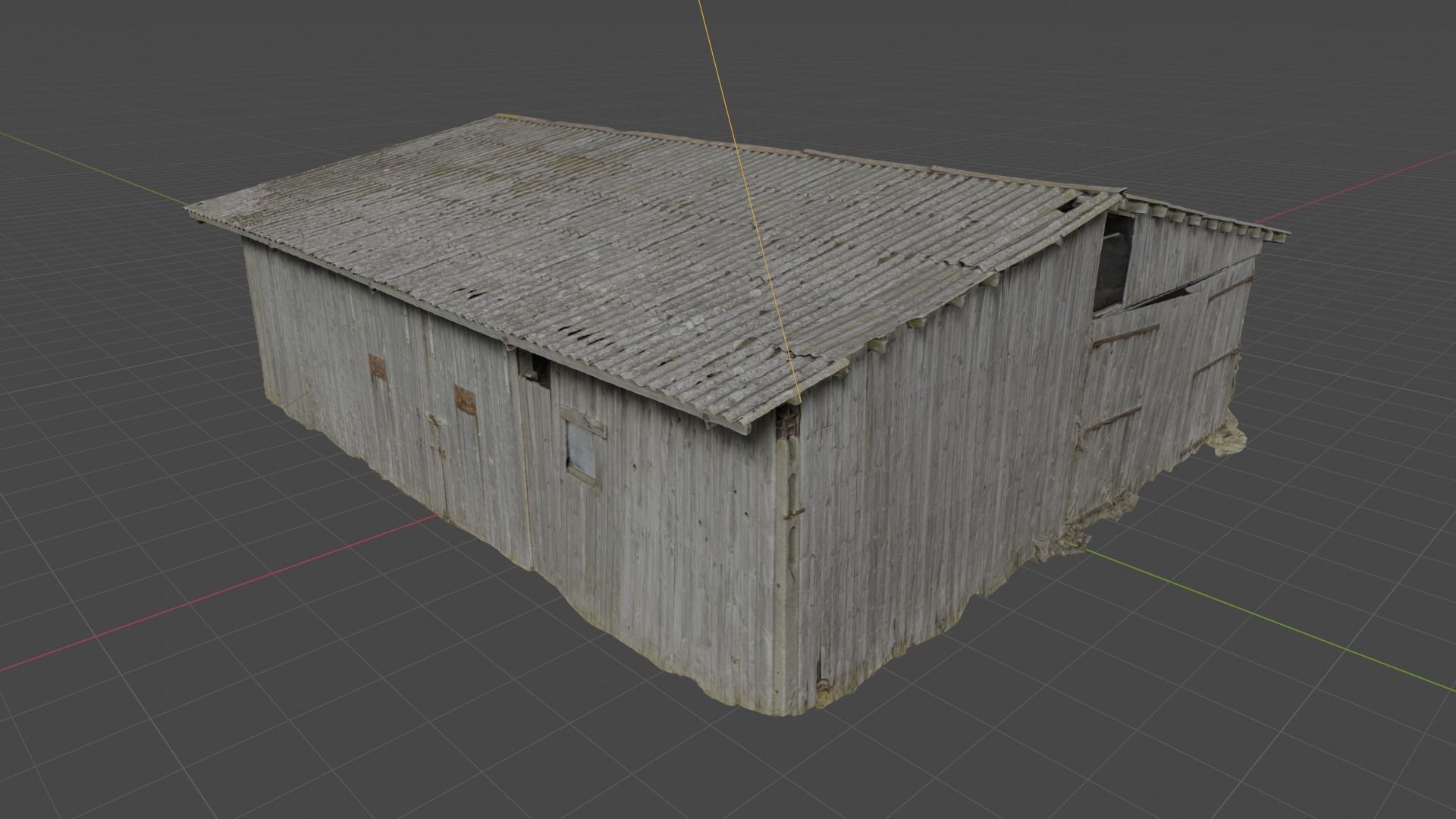 Old wooden barn with a big gates 3D model_7
