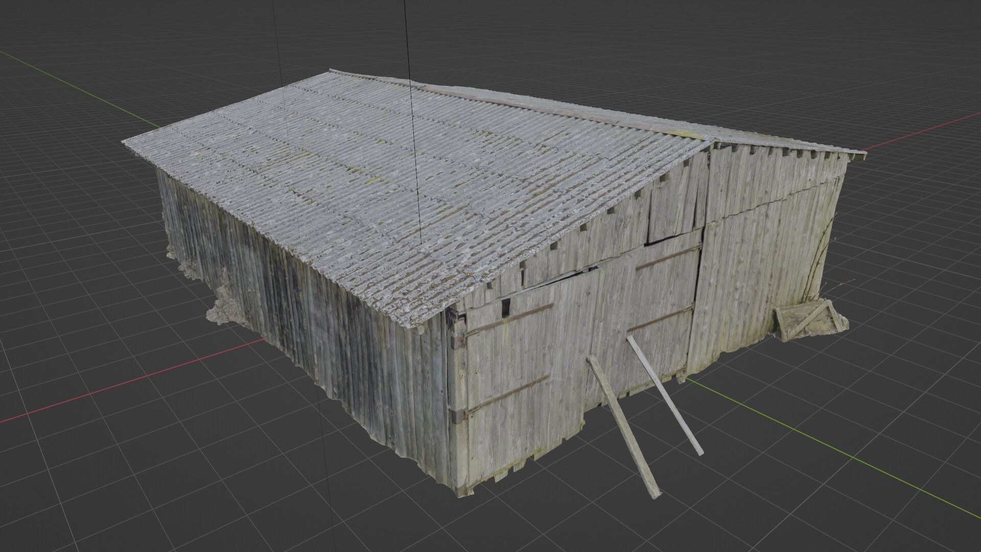 Old wooden barn with a big gates 3D model_5