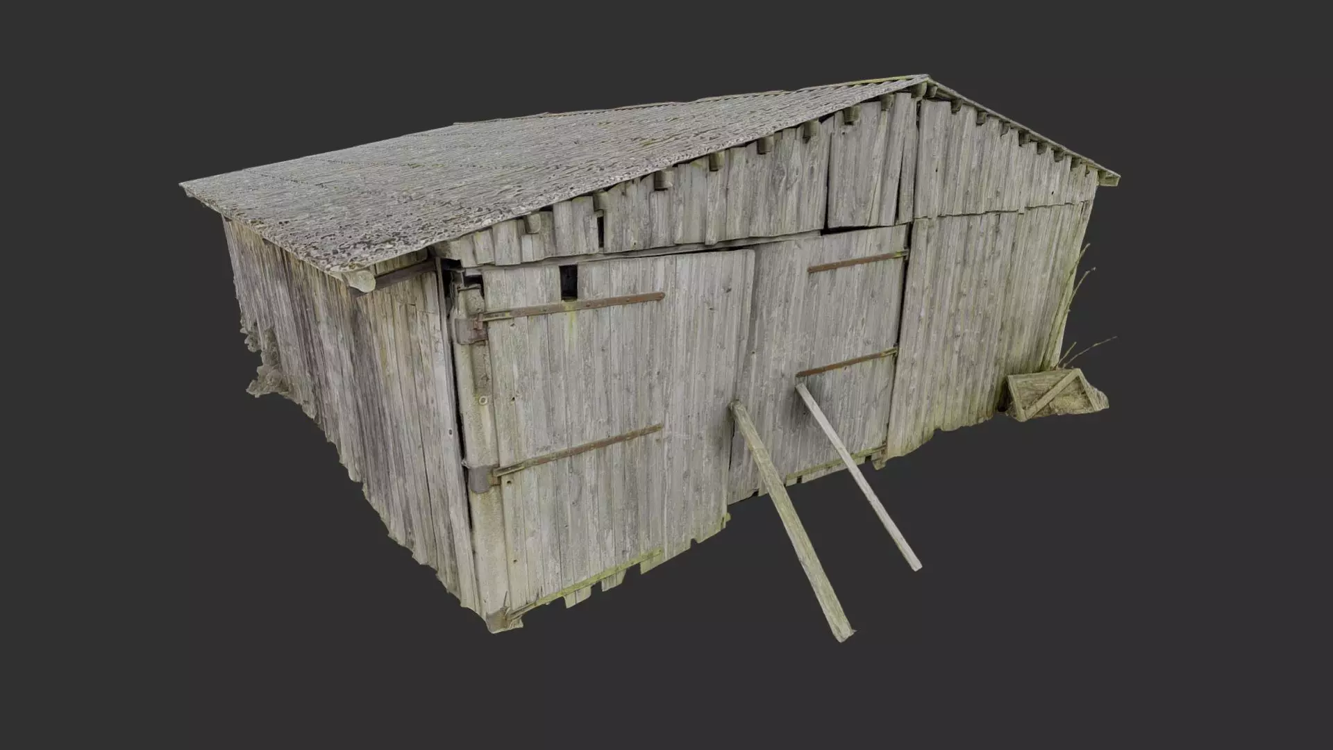 Old wooden barn with a big gates 3D model_0
